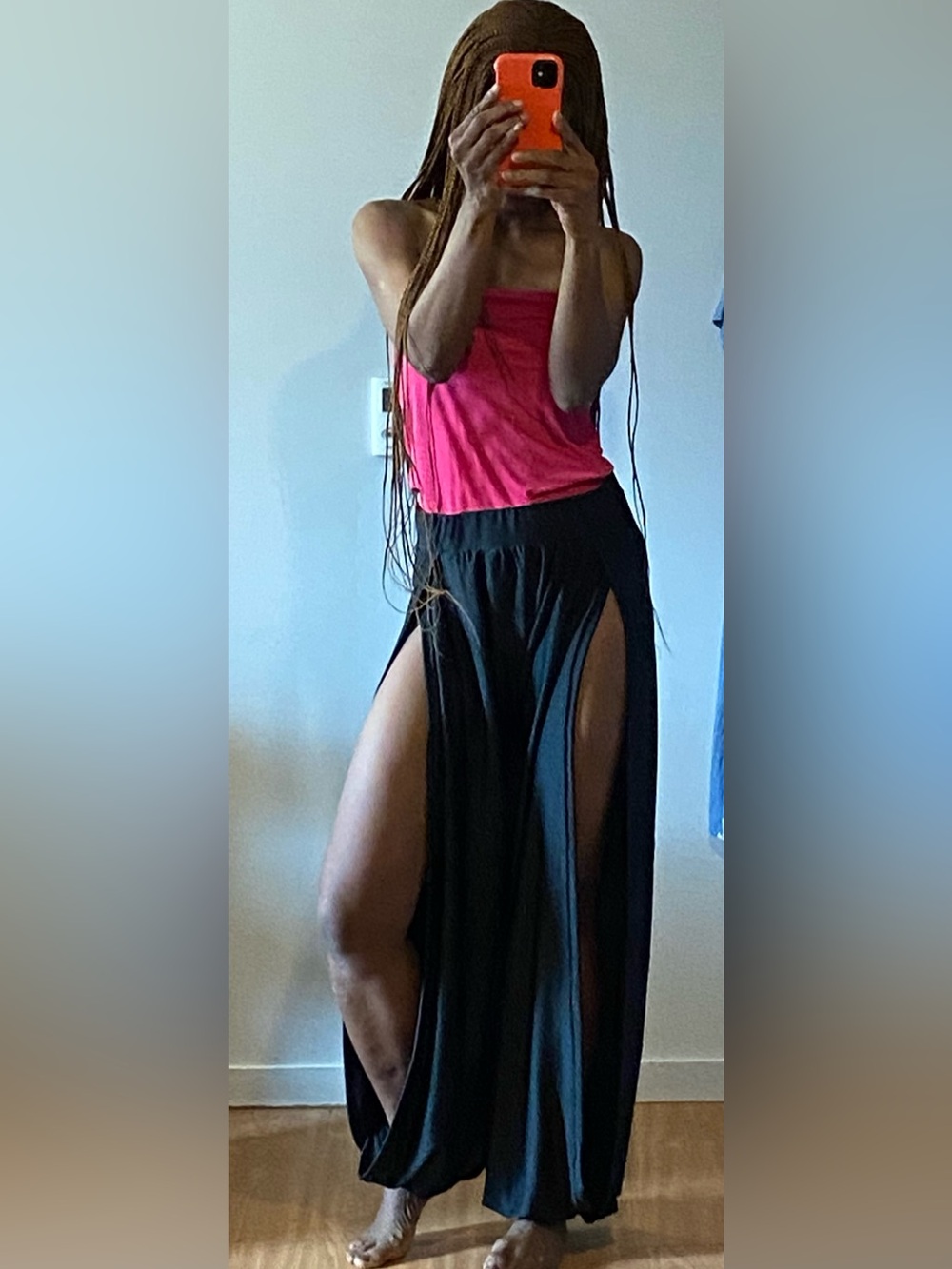 Sexy High Slit flip stretchy black Boho pant for women